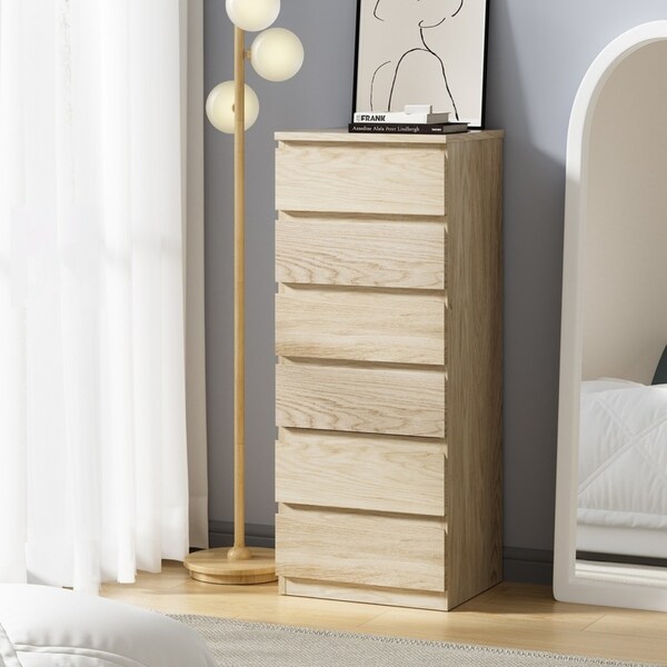 6 Chest of Drawers Oikiture Tallboy Dresser Natural