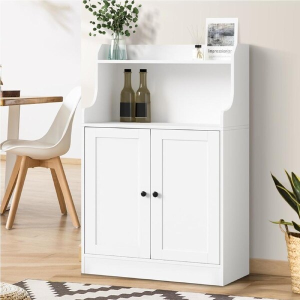 Oikiture Buffet Sideboard Cupboard Storage Cabinet 2 Doors Hallway Table White