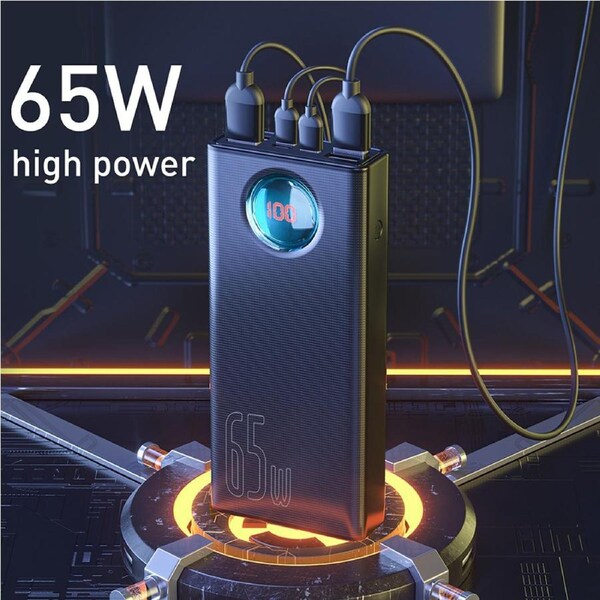 Amblight Digital Display Fast Charge Power Bank 30000mAh 65W QC3.0-White