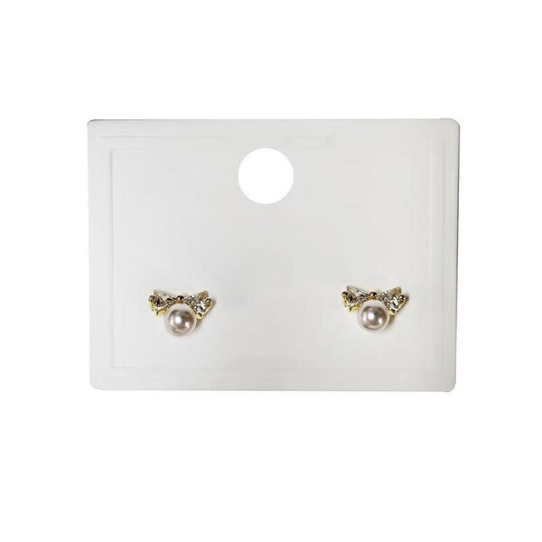 White Zircon Crystal Pearl Bow Tie Stud Earrings Elegant Best Gift for Women