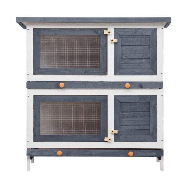 Outdoor Rabbit Hutch Chicken Coop Run 2 Storey Wooden Cage Large Pet House