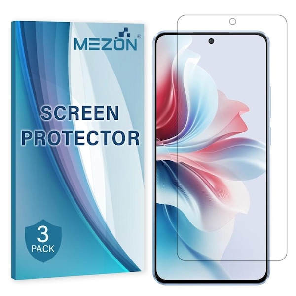[3 Pack] OPPO Reno11 F 5G Premium Clear Edge-to-Edge Full Coverage Hydrogel Screen Protector Film by MEZON (OPPO Reno11 F 5G, Hydrogel)