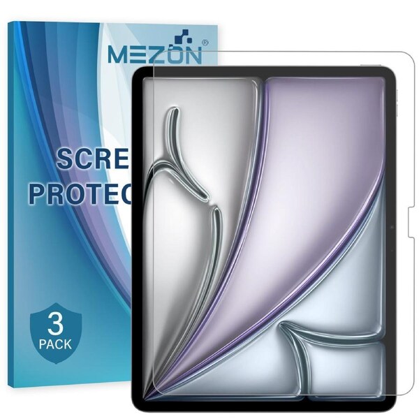 [3 Pack] Apple iPad Air 13" (2024) M2 Ultra Clear Film Screen Protector by MEZON – Case and Pencil Friendly (iPad Air 13" M2, Clear)