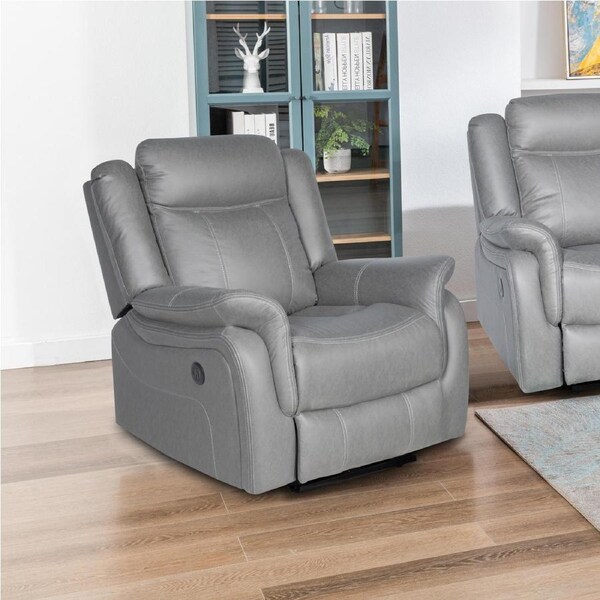 1 Seater Finest Grey Fabric Recliner Sofa Sturdy Construction Metal Mechanism