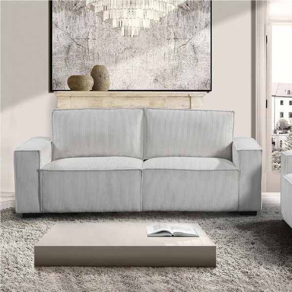 3 Seater Sofa Fabric Upholstery Wooden Structure Knock Down Feature in Beige Colour