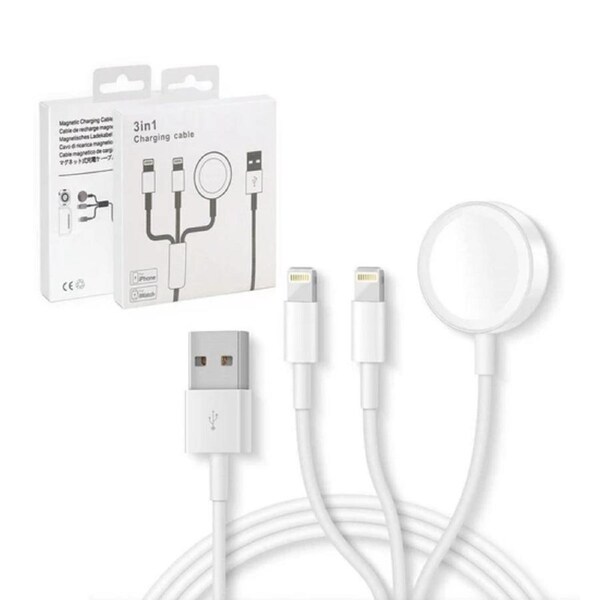 3 in 1 Phone and Apple Watch Charger Cord, Apple Watch Charging Cable USB For iWatch Series 9 8 7 6