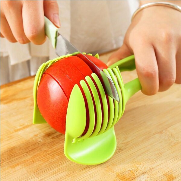 2pcs Lemon Slicer Tomato Slicer Multipurpose Handheld Round Fruit Tongs