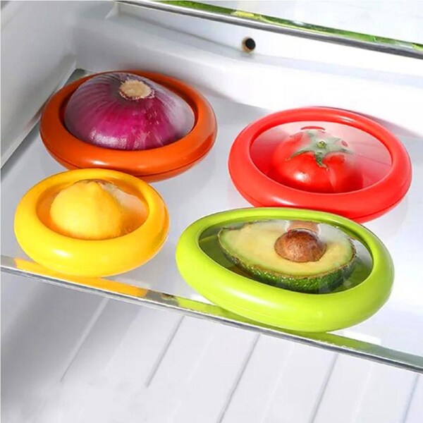 4 Pcs Transparent Reusable Airtight Fresh Storage Box For Fruits Vegetables