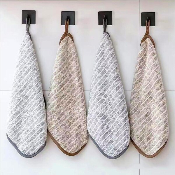 8pcs Coral Fleece Dishcloths Thickened Kitchen Cleaning Towel Microfiber Rag