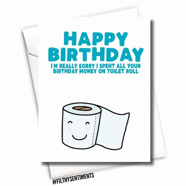 Filthy Sentiments A5 Toliet Roll Stockpiling Blank Greeting Card w/ Envelope
