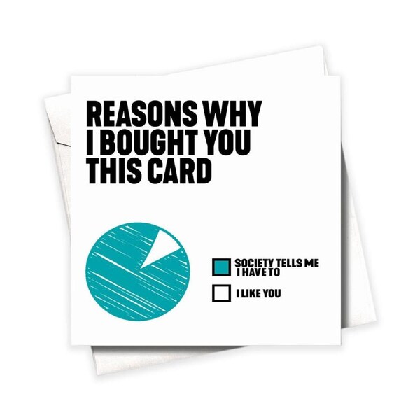 Filthy Sentiments Reasons Why Pie Chart Blank Greeting Card w/ Envelope 14cm