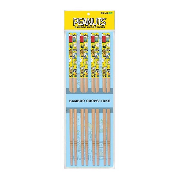 8pc Gamago Bamboo Chopsticks Set Reusable Asian Noodle Utensil Peanuts Cast
