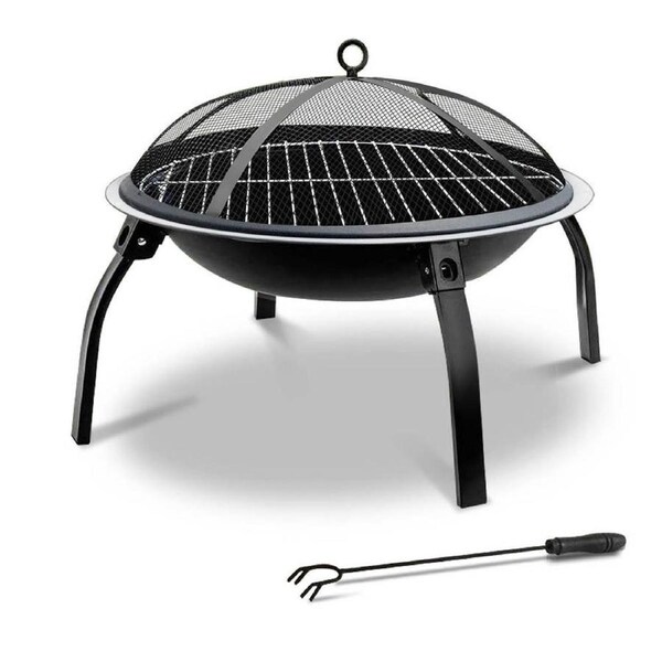 Fire Pit BBQ Grill Smoker 2in1 Portable Outdoor Fireplace Patio Heater Pits