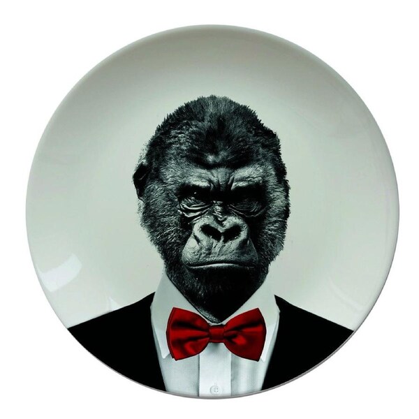 Mustard 23cm Ceramic Round Dinner Plate Wild Dining Gary Gorilla Food Platter