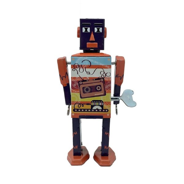 Mr & Mrs Tin 17cm Retro Tape Bot Mechanical Robot Vintage Collectible Display