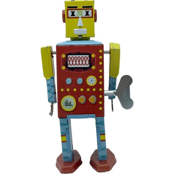 Mr & Mrs Tin 17cm Retro Buzz Bot Mechanical Robot Vintage Collectible Display