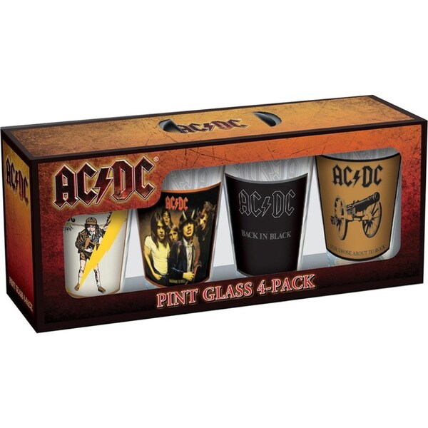 4pc iCUP Inc 16oz AC/DC Classic Covers Pint Glass Drinking Cup Drinkware Set