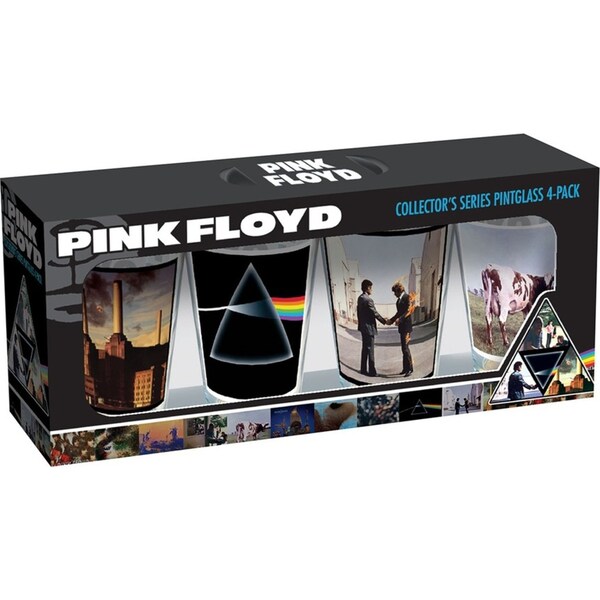 4pc iCUP Inc Pink Floyd Album Covers Pint Glasses Drinking Cup Drinkware Set