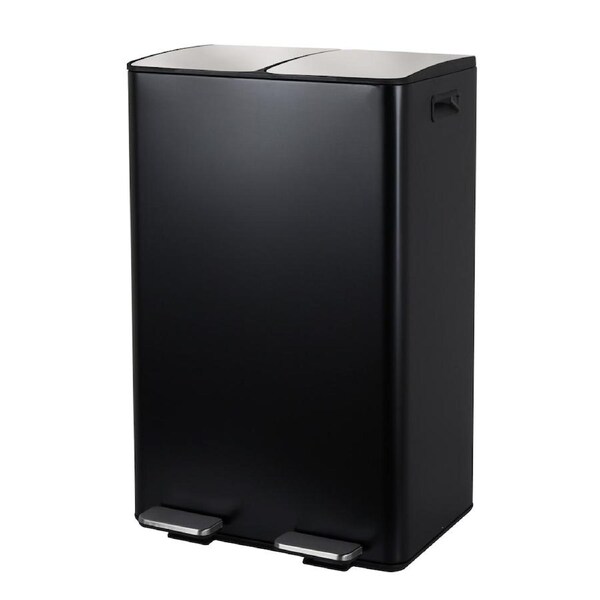 Black 2 Compartment Pedal Bin With Caddy - 2 x 30L Plus 3L Caddy