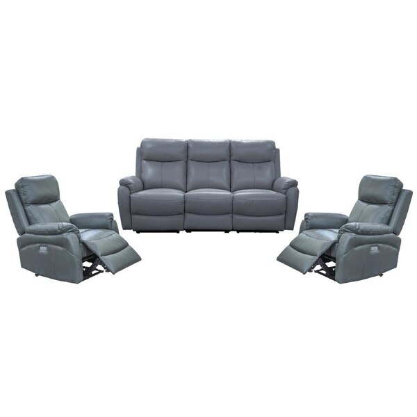 Berkeley Leather Electric Recliner Sofa Suite 3 + 1 + 1 Gunmetal