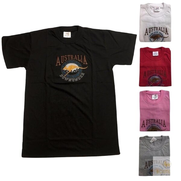 Adult Australia Kangaroo T Shirt Australia Day Souvenir Tee Top 100% Cotton Pink / S