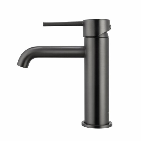 Aquaperla Lucid Pin Gun Metal Grey Solid Brass Round Basin Mixer