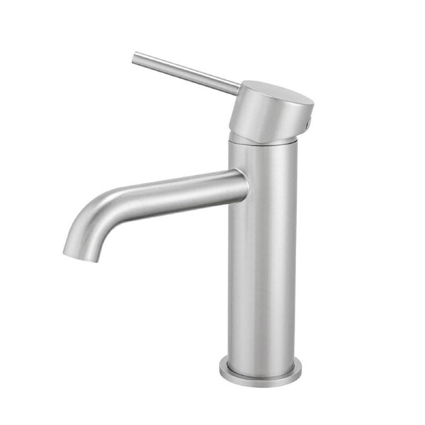 Aquaperla Lucid Pin Brushed Nickel Solid Brass Round Basin Mixer