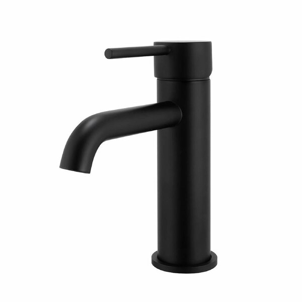 Aquaperla Lucid Pin Matt Black Solid Brass Round Basin Mixer