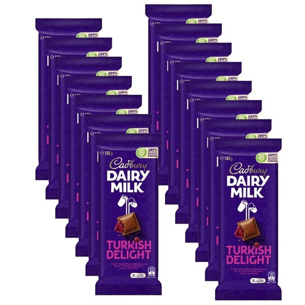 15pc Cadbury Dairy Milk Turkish Delight 180g Chocolate Block Confectionery