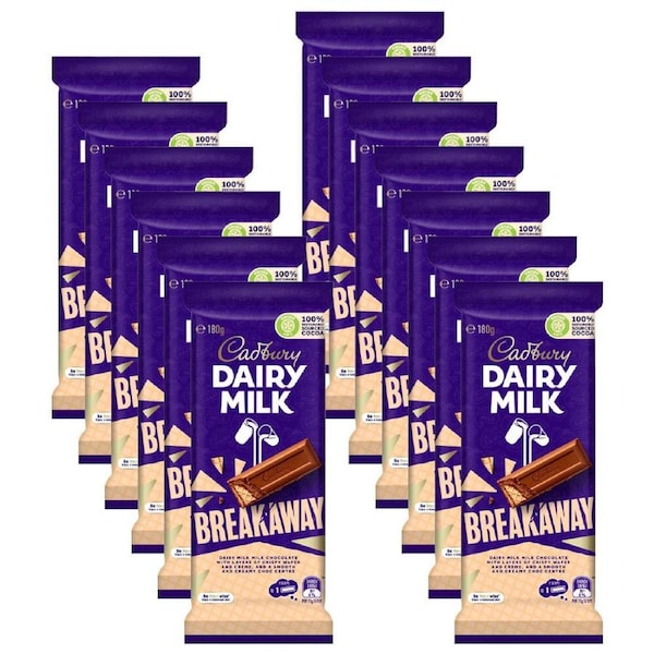 13pc Cadbury Dairy Milk Breakaway 180g Chocolate Block Confectionery Bar