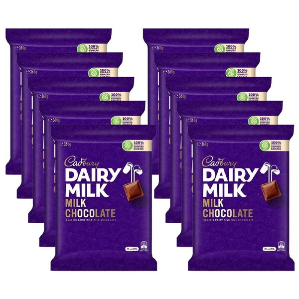 10pc Cadbury Dairy Milk Block 360g Chocolate Confectionery Candy Bar/Slab