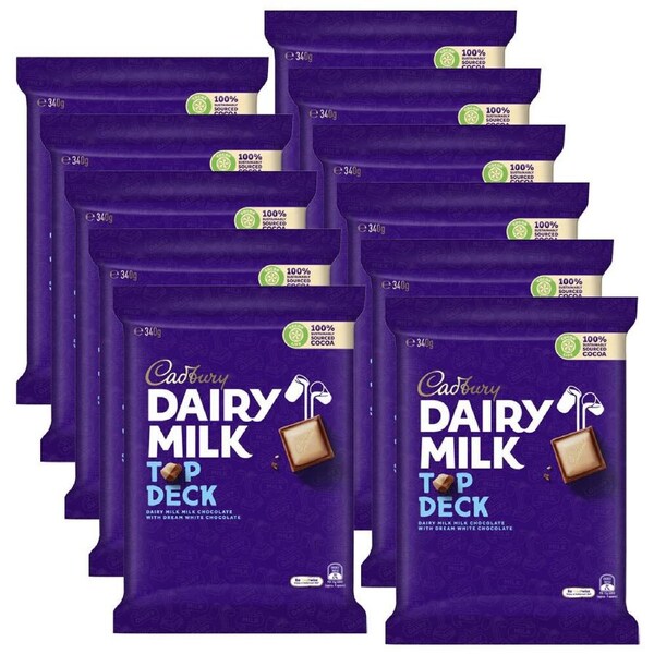 11pc Cadbury Dairy Milk Top Deck Block 340g Chocolate Confectionery Bar