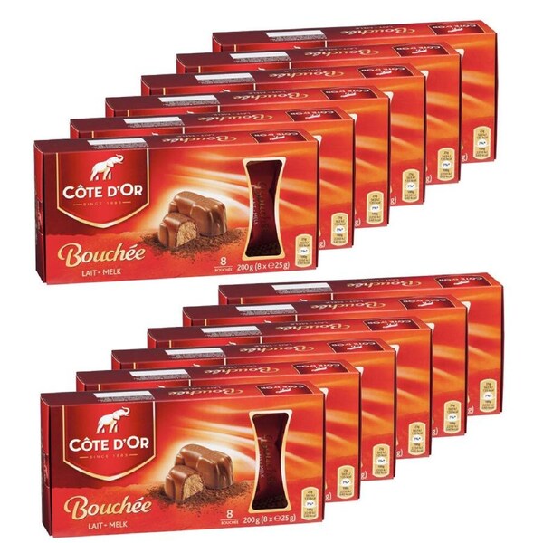 12pc Cote D'Or Bouchee Milk 8x25g Individually Wrapped Chocolate Confectionery