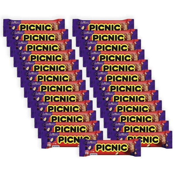 25pc Cadbury Picnic 46g Milk Chocolate Bars Confectionery Candy Treats