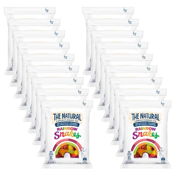 18pc The Natural Confectionery Co. Rainbow Snakes 220g Gummy Lollies Candy