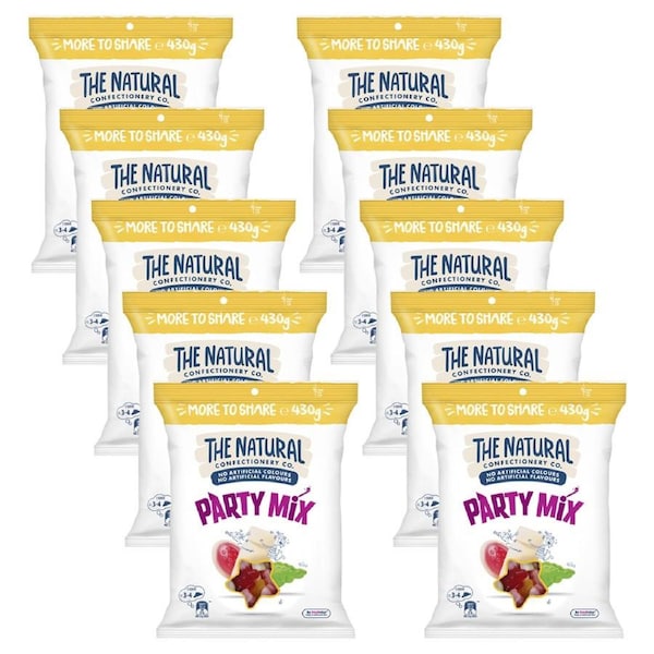 10pc The Natural Confectionery Co. Party Mix 430g Assorted Flavours Lollies