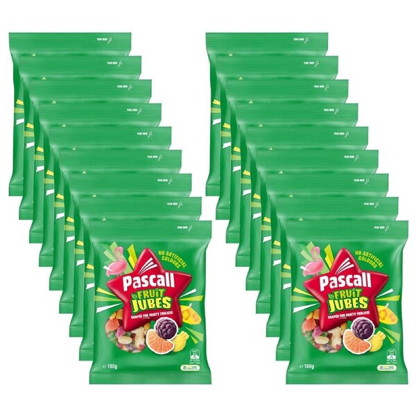 18pc Pascall Fruit Jubes 180g Sweets Confectionery Chewy Lollies Candy