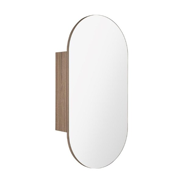 Bathroom Wall Mounted Pencil Edge Dual-Door Mirror Cabinet Shelf Oval Plywood 90x45cm