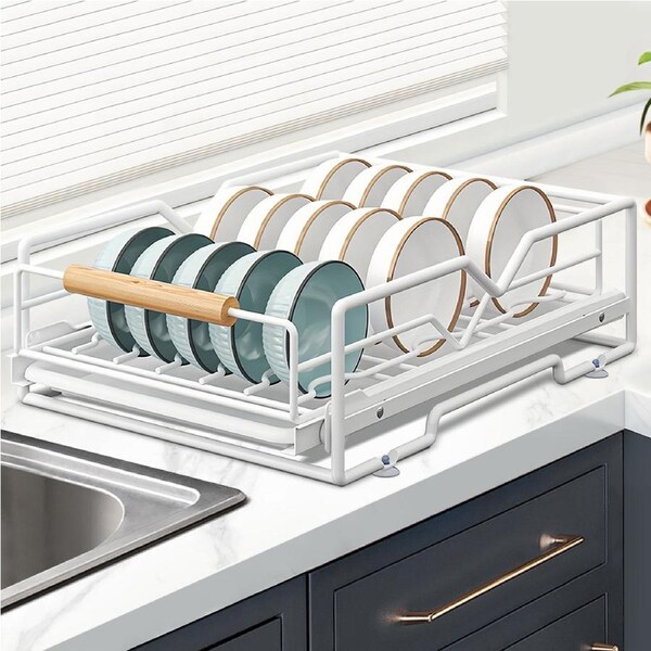 Kitchen Pull out Bowl Drying Drawer Rack Freestanding Storage Organiser White