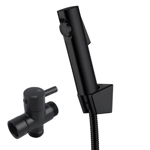 ACA Black Toilet Bidet Spray Kit Hand Held 1.2m Hose with Diverter