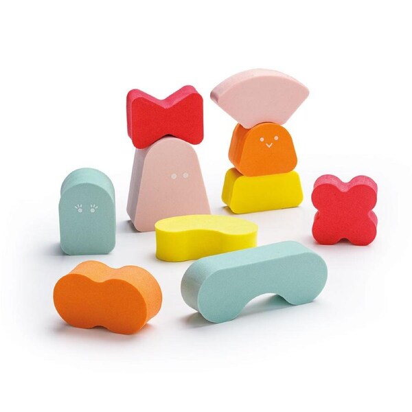 Quut Blokki Soft Foam Kids/Childrens Stacking Block Toy - Coral Pink 10m+