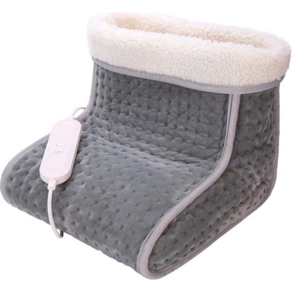 Lenoxx Electric Grey Plush Soft Flannel Fleece Slipper/Foot Warmer/Heating Pad