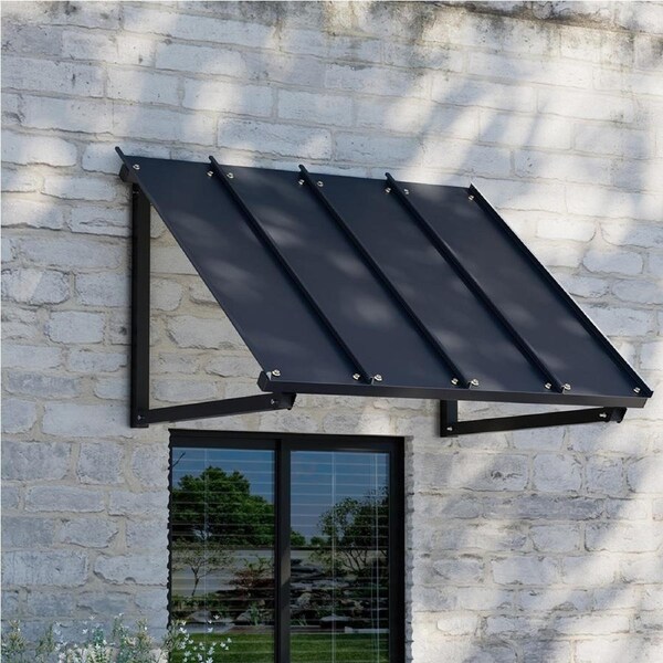 InstaHut 1m x 1m Window Awning Door Canopy Black Metal Frame