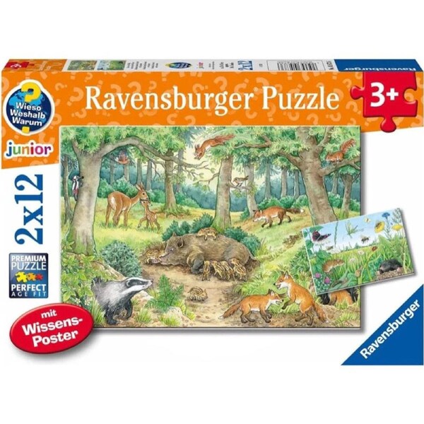 Ravensburger - Animals in the Forest and Meadows Puzzle 2x12