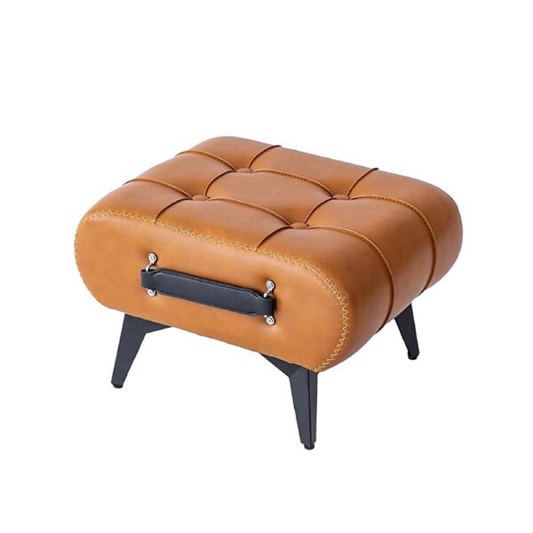 Catzon Stylish Small Footstool Faux Leather for Extra Seating in Living Room-Brown