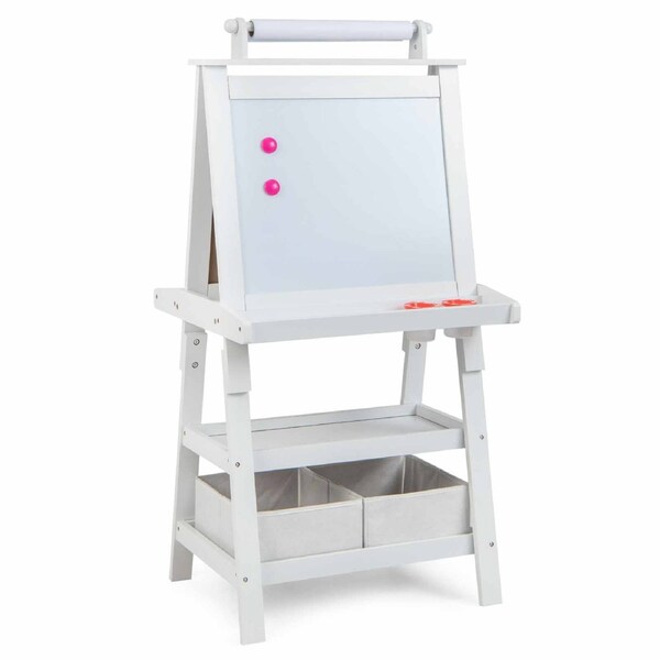 Costway Double-Sided Painting Easel Wooden Standing Drawing Board White