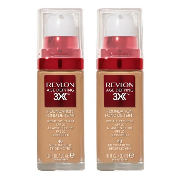 Revlon Age Defying 3X Foundation 30ml 40 MEDIUM BEIGE - 2 pack
