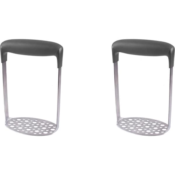2x Appetito Stainless Steel Potato Masher With Horizontal Soft Grip Handle