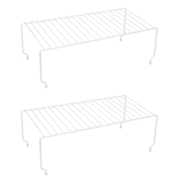 2x Eterna Stackable Kitchen Steel Cupboard/Pantry Shelf Organiser Rack WHT 40cm