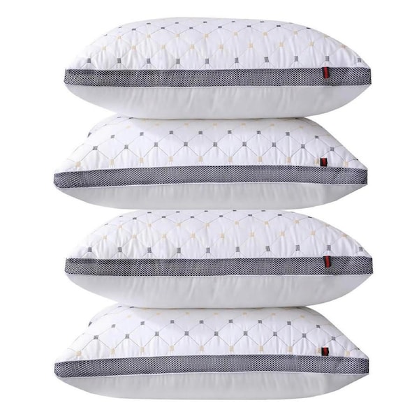 4 Pack Hotel Quality Pillow Checked Ultra Plush Soft Home Bed Pillow